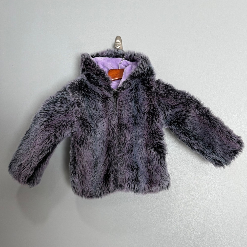 American‎ Widgeon Girls Purple Faux Fur Hooded Jacket Coat 3T